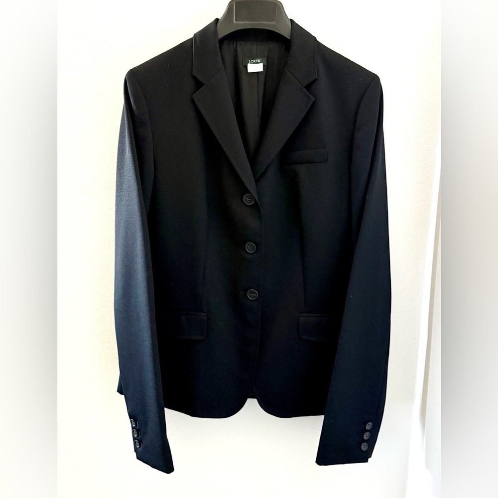 J. Crew Black Wool Suit Blazer Size 12 Tall